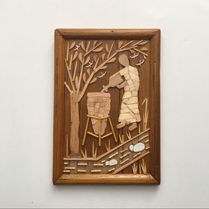 Wood Straw Brass Wall Art Craft Travel Baghdad New